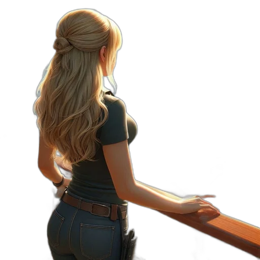 staff, dress, weapon, hair transparent PNG cut-out