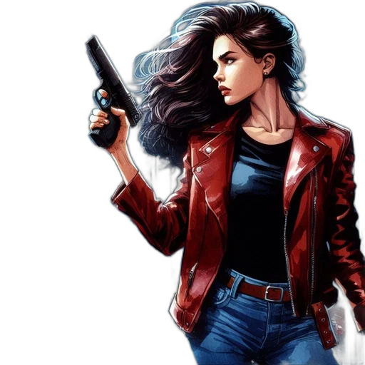 jacket, weapon, comic book art, concept art transparent PNG cut-out