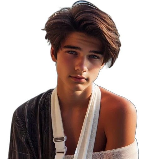 hair, face, jacket, photorealistic transparent PNG cut-out