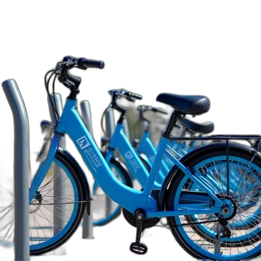 3d render, blue, row, bicycles transparent PNG cut-out