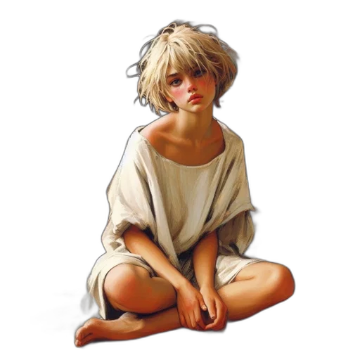 face, dress, creature, oil painting transparent PNG cut-out