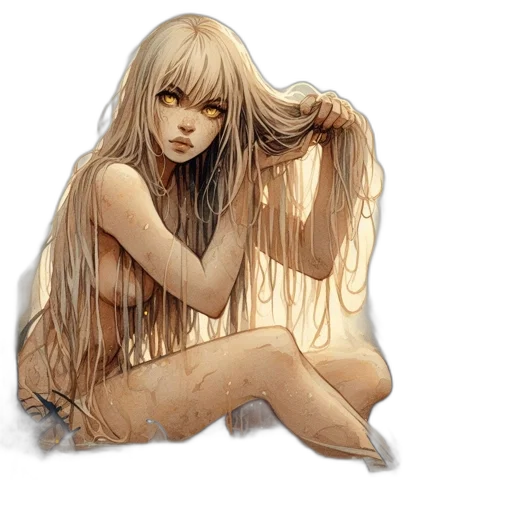 hair, dress, creature, fantasy art transparent PNG cut-out
