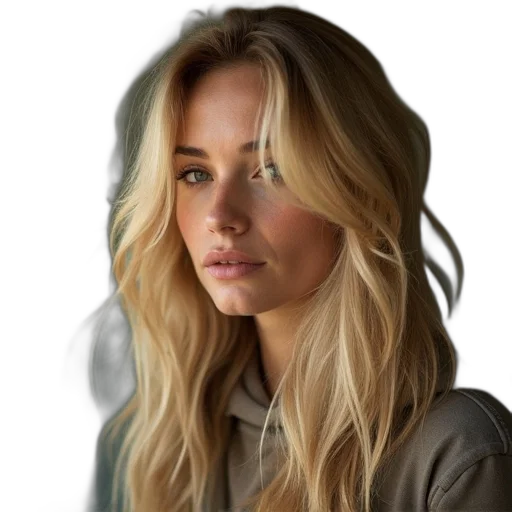 hair, face, jacket, jewelry transparent PNG cut-out