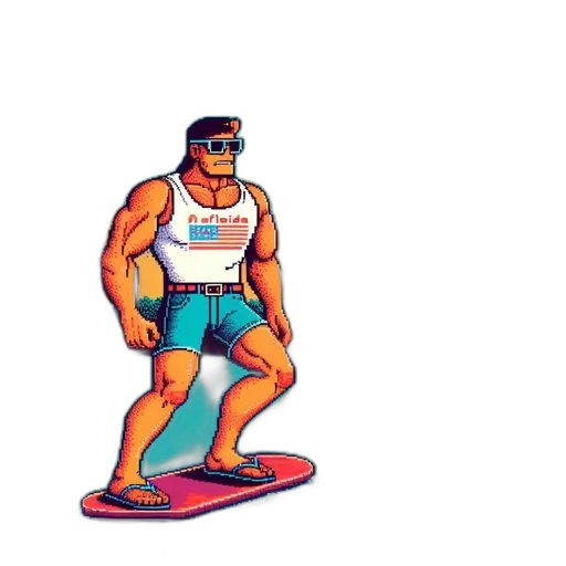 robot, jacket, pixel art, cartoon transparent PNG cut-out