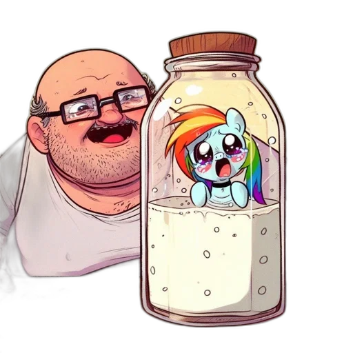 bottle, creature, concept art, watercolor transparent PNG cut-out