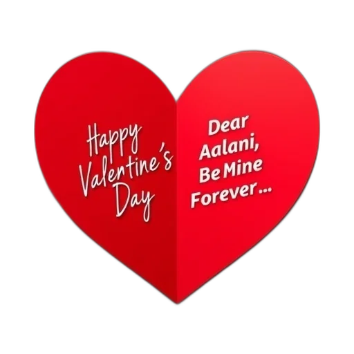red, heart-shaped, card, words transparent PNG cut-out