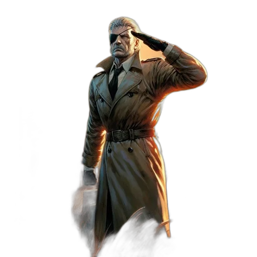 jacket, staff, weapon, face transparent PNG cut-out