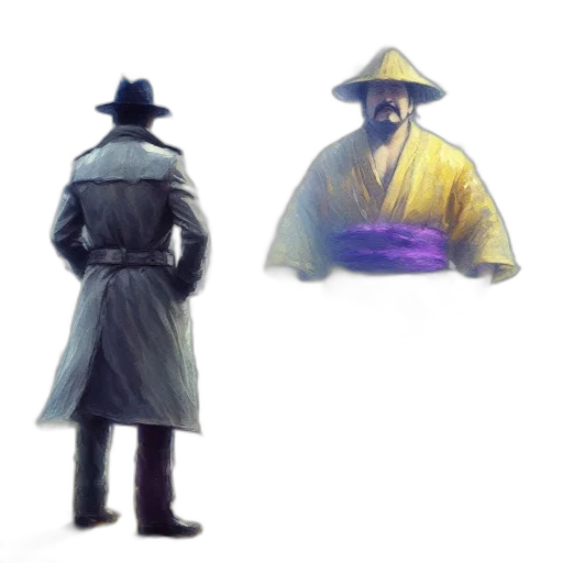 hat, jacket, staff, mask transparent PNG cut-out