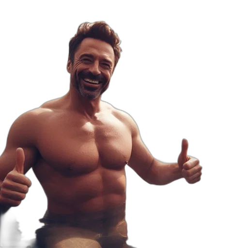 3d render, photorealistic, concept art, shirtless transparent PNG cut-out