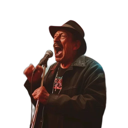 jacket, hat, face, staff transparent PNG cut-out