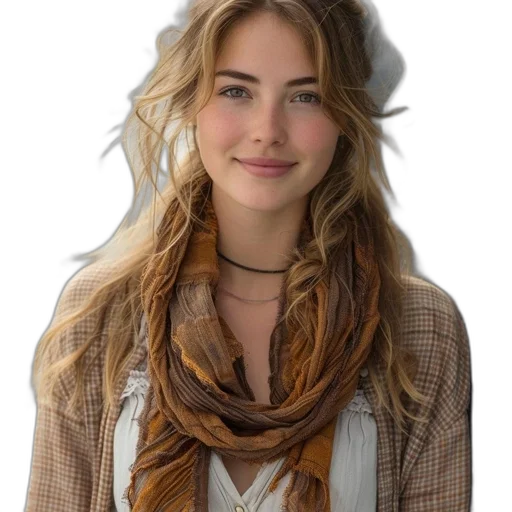 hair, face, jacket, jewelry transparent PNG cut-out