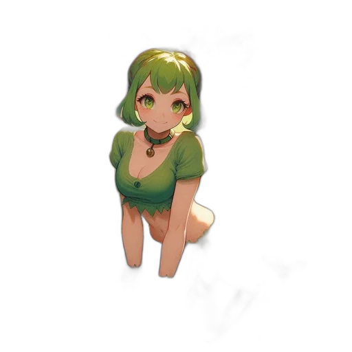 creature, dress, staff, flower transparent PNG cut-out