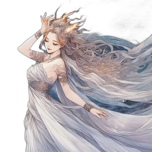 dress, crown, dragon, hair transparent PNG cut-out