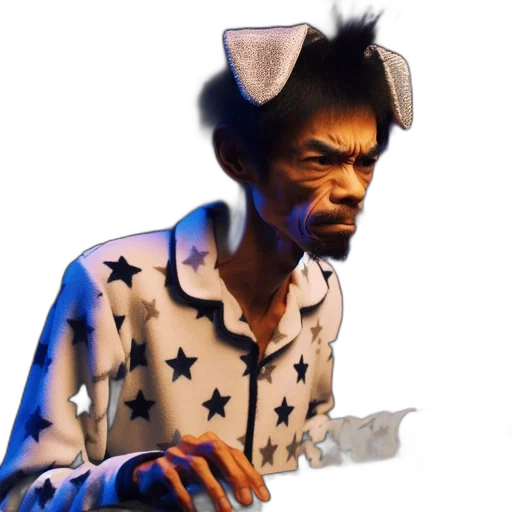 jacket, face, staff, hat transparent PNG cut-out