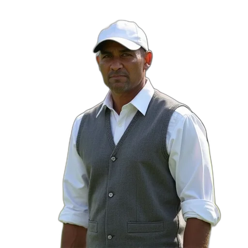 staff, jacket, hat, oil painting transparent PNG cut-out