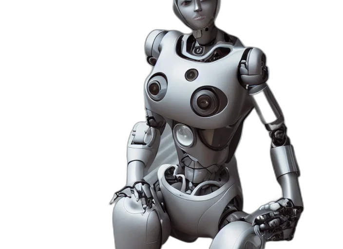 robot, 3d render, concept art, cyberpunk transparent PNG cut-out