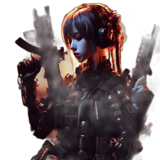 robot, weapon, cyberpunk, concept art transparent PNG cut-out