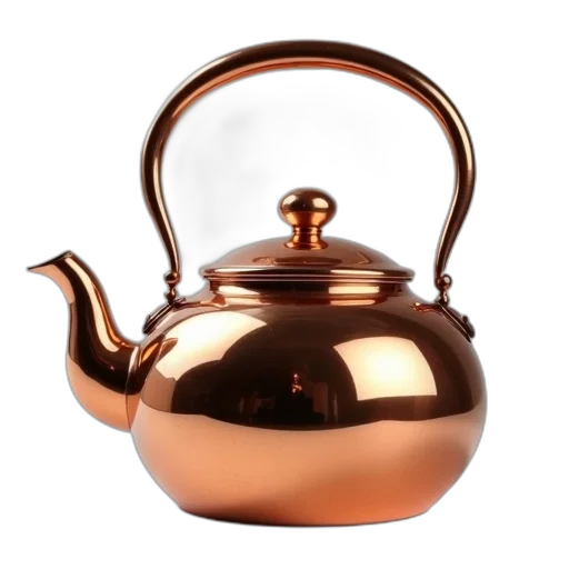 3d render, photorealistic, copper-colored, teapot transparent PNG cut-out
