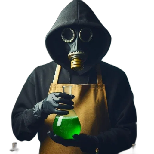 jacket, mask, staff, bottle transparent PNG cut-out