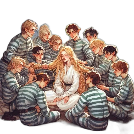 hair, dress, staff, concept art transparent PNG cut-out