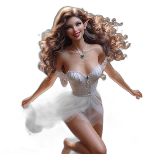 dress, hair, jewelry, photorealistic transparent PNG cut-out