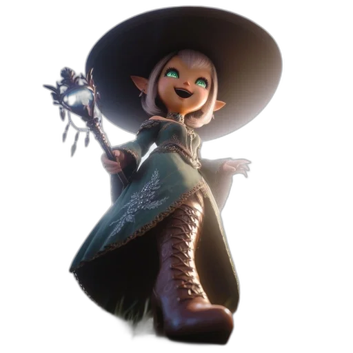 staff, hat, weapon, dress transparent PNG cut-out