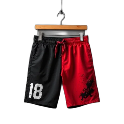pair, black, red, shorts transparent PNG cut-out