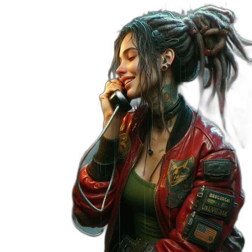 jacket, face, cyberpunk, concept art transparent PNG cut-out