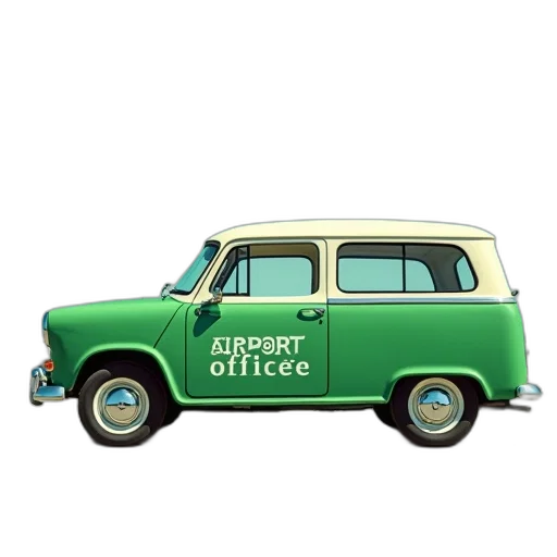 car, green, white, words transparent PNG cut-out
