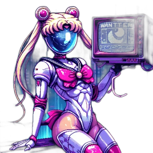 robot, staff, furniture, vaporwave transparent PNG cut-out