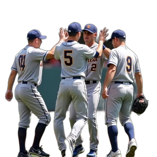 staff, group, baseball, players transparent PNG cut-out