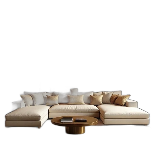 furniture, 3d render, earth tones, golden transparent PNG cut-out