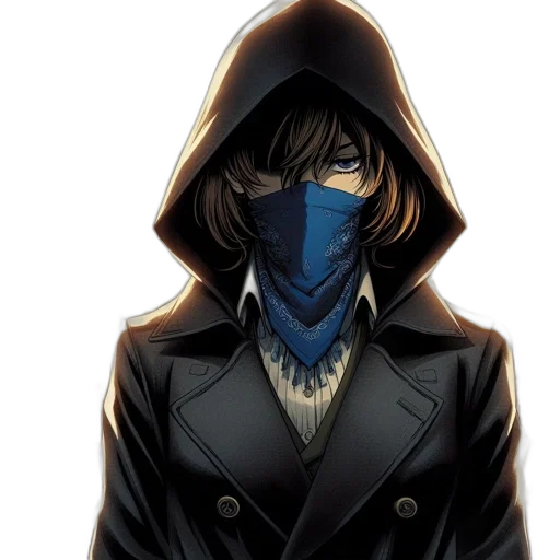 mask, jacket, comic book art, cyberpunk transparent PNG cut-out