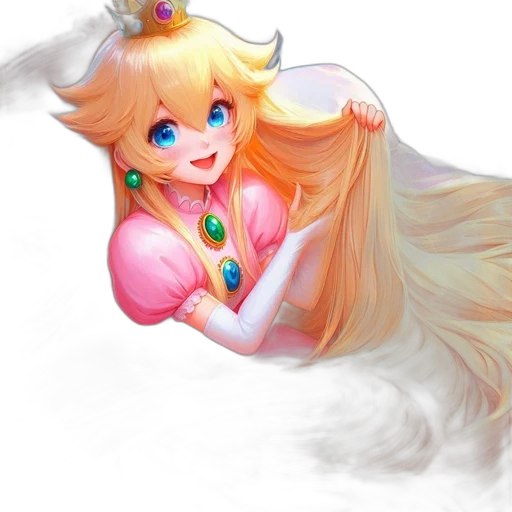 crown, dress, hair, staff transparent PNG cut-out