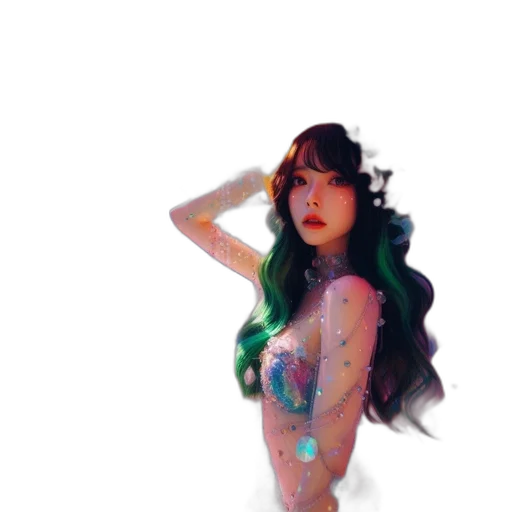 dress, hair, creature, photorealistic transparent PNG cut-out