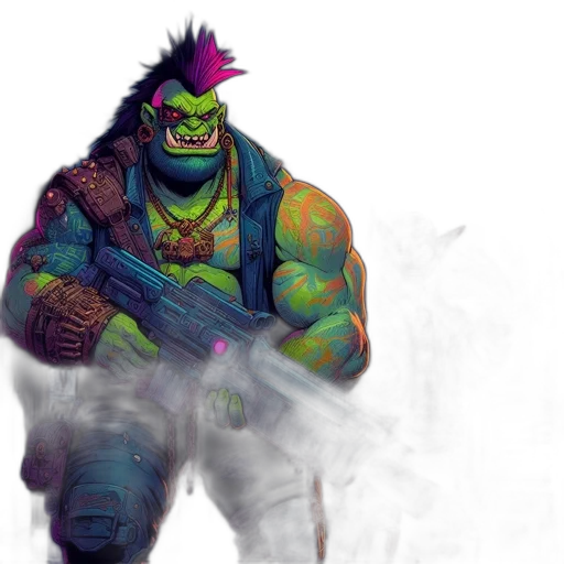 weapon, concept art, cyberpunk, comic book art transparent PNG cut-out