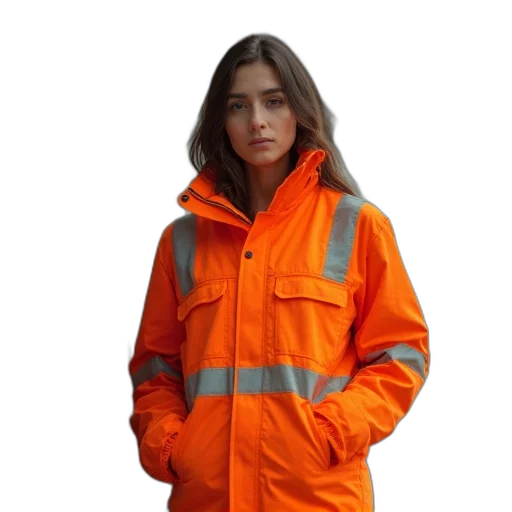 jacket, staff, woman, wearing transparent PNG cut-out