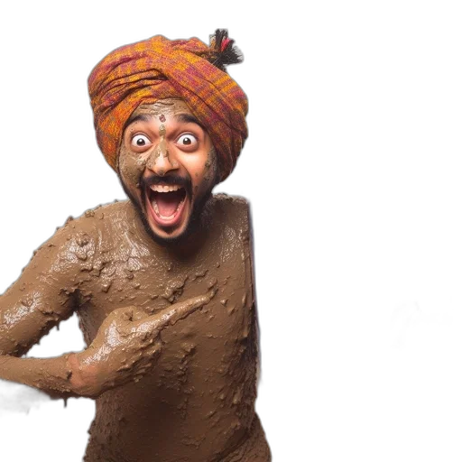 hat, excited, muddy, man transparent PNG cut-out