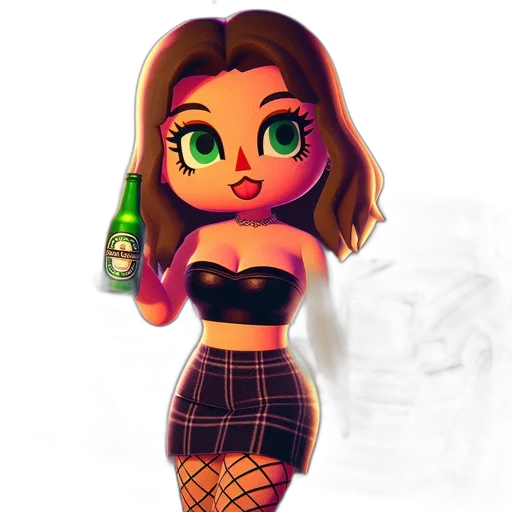 bottle, dress, cartoon, pixel art transparent PNG cut-out