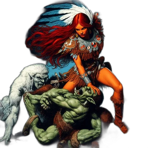 comic book art, fantasy art, concept art, dimly transparent PNG cut-out