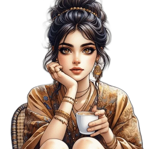 jewelry, dress, face, fantasy art transparent PNG cut-out
