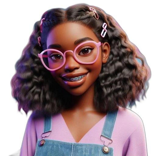 hair, face, cartoon, 3d render transparent PNG cut-out