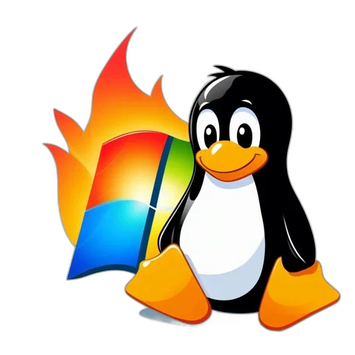 pixel art, fire, penguin, character transparent PNG cut-out