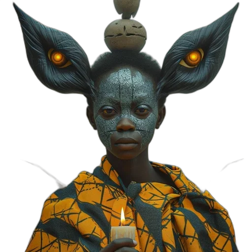 mask, creature, staff, face transparent PNG cut-out