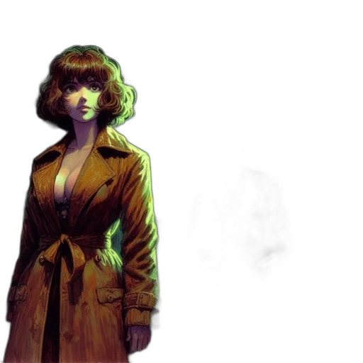 dress, jacket, face, creature transparent PNG cut-out