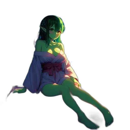 dress, creature, flower, staff transparent PNG cut-out