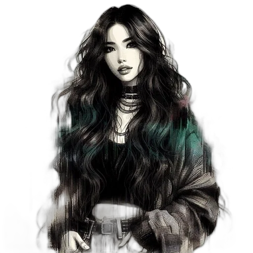 hair, jacket, face, creature transparent PNG cut-out