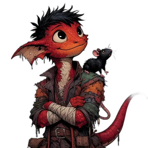 dragon, jacket, staff, animal transparent PNG cut-out