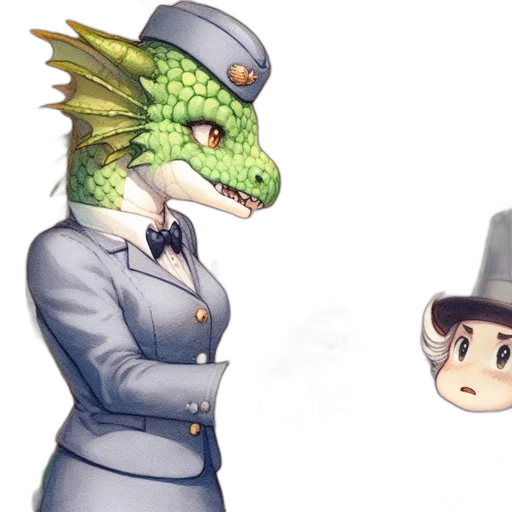 dragon, hat, staff, creature transparent PNG cut-out