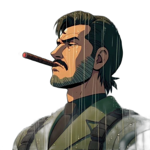 jacket, weapon, face, comic book art transparent PNG cut-out
